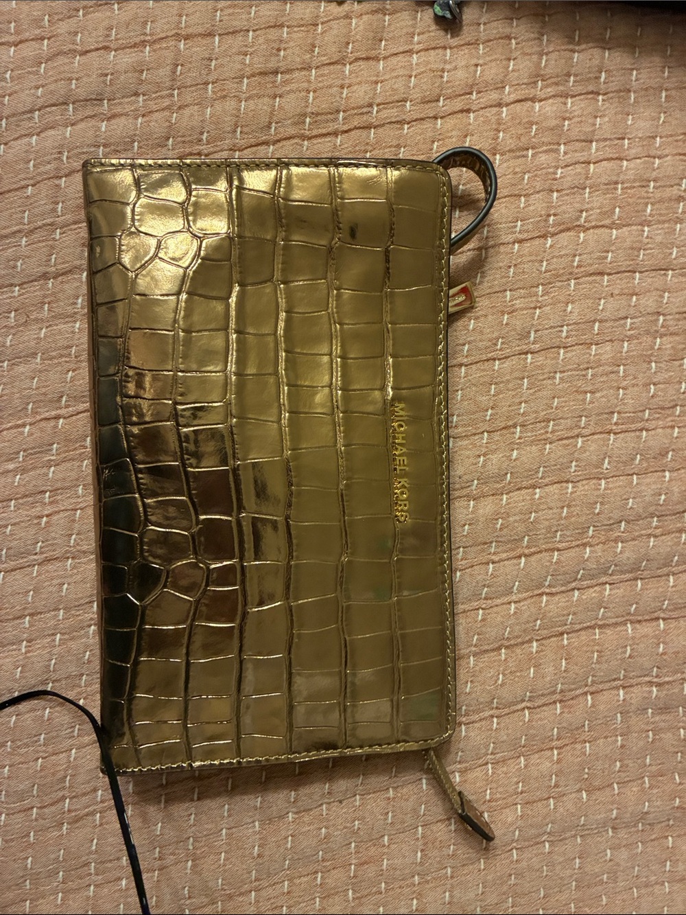 Michael Kors Gold Croc-Embossed Wristlet